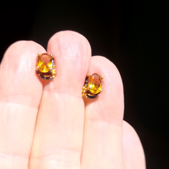 Citrine 2k sterling Rhodium & gold simply chic earrings - Picture 8 of 9